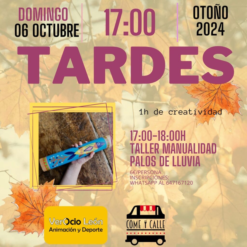 Taller de Palos de Lluvia en VerOcio León, creando instrumentos musicales con materiales reciclados.