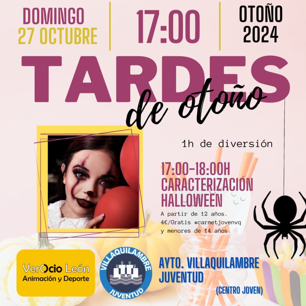 Niña con maquillaje de Halloween en evento de caracterización en Villaquilambre